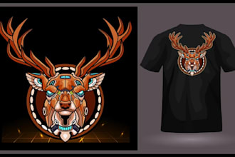 design premium deer mascot logo t shirt design