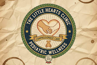 create retro logo for pediatricians and child health clinic