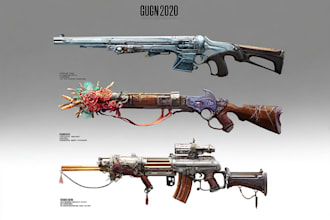 high quality weapon concept art for gaming and more