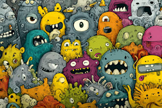 cartoon doodle horror art illustration for your project