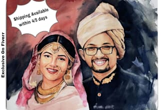 paint custom watercolor portrait from your photo with worldwide shipping