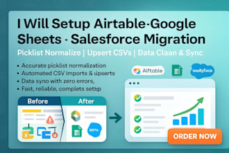 setup airtable google sheets salesforce migration picklist normalize upsert csvs