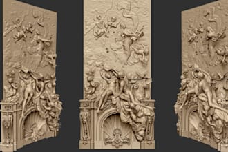 sculpt 3d bas relief,wood carving,laser cutting,cnc engraving,wall art for print
