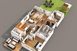 3d floor plans with exterior and interior rendering
