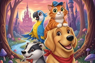 draw disney cartoon portrait of cat, dog or any pets