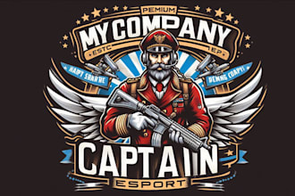 design premium vintage captain esport logo mascot t shirt design