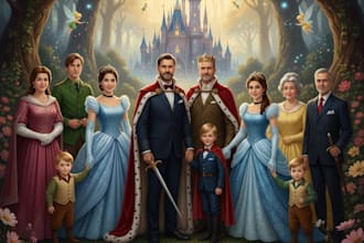 esign a professional disney family portrait