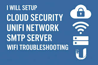 setup cloud security, unifi network, ubiquiti, smtp servers, and fix wifi issues