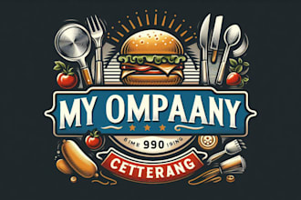 design premium vintage kitchen burger catering food restaurant logo t shirt des