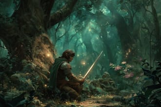 paint a character illustration in a fantasy world