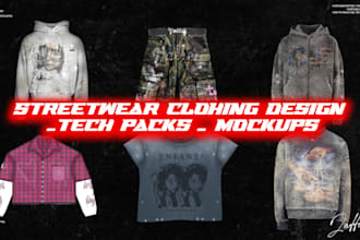 custom streetwear fashion sketches and apparel mockups