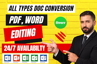 convert PDF to word, google docs, powerpoint, typing services