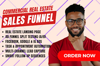 setup commercial real estate crm get leasing leads ad build website sales funnel