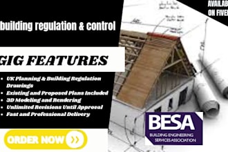 create UK planning permission and UK building control drawings as an engineer