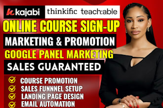 udemy online course promotion ads email automation kajabi course sales funnel