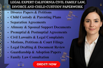 be legal expert california civil family law, divorce and child custody paperwork