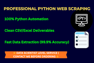 do web scraping and data extraction using python and deliver data in CSV or exc