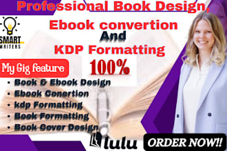 design your book cover, inside layout and ebook conversion