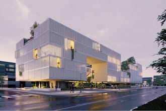 be your draftman for 3d commercial building render,steel and glass facade design