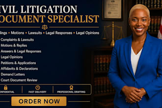draft pleadings, motions, lawsuits, legal responses, and legal opinions