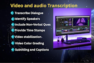 handle video and audio transcriptions, video stabilization