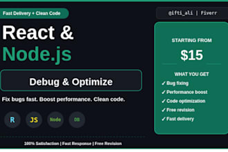 debug fix and optimize your react or nodejs application