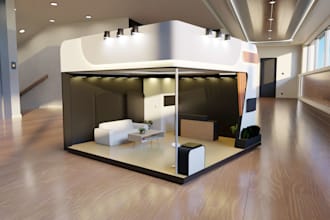 do 3d design of trade show booth, exhibition booth, event kiosk or expo stand
