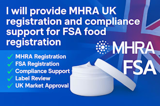 provide mhra UK registration and compliance support for fsa food registration