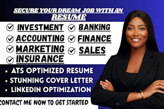 craft banking, investment, finance, accounting sales marketing, insurance resume