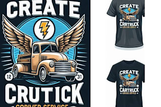 create unique t shirt truck courier service logo