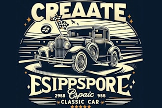 create amazing retro classic car print logo