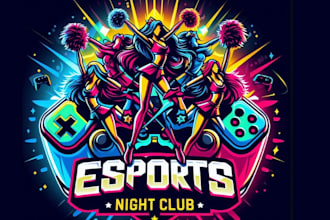 design esport, night club, bar, cheerleading dance logo