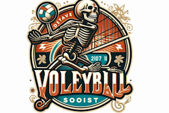 make sports custom skeleton championship volleyball logo