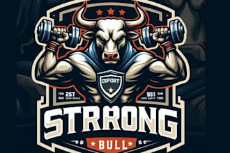 create high quality esport strong bull logo