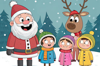 draw unique christmas cartoon caricature