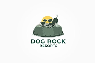 design unique dog rock resorts logo