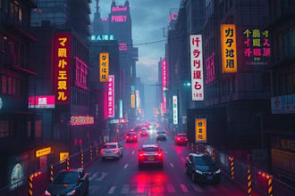 do cyberpunk sci fi futuristic city