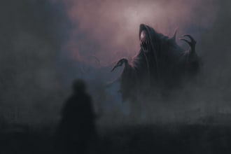 draw dark, horror illustration for you