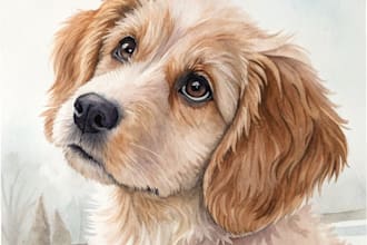 draw watercolor pet portrait