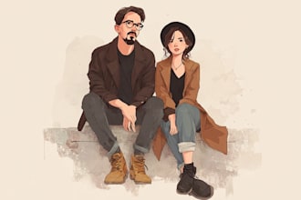 custom couple portrait in disney characters