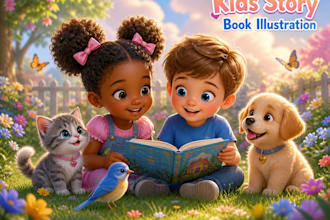 illustrate 3d children story book illustration