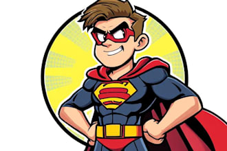 design your original superhero cartoon character and comic logo
