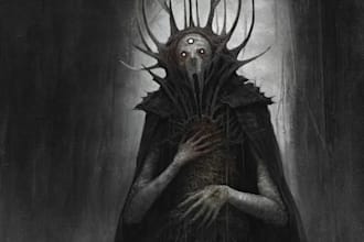 create detailed dark, horror, metal, creepy art illustration