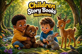 design 3d children book illustration, children book illustration with kdp cover
