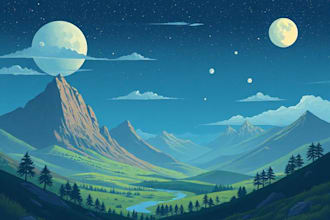 draw a flat vector landscape illustration