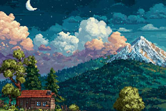 make pixel art scene or background