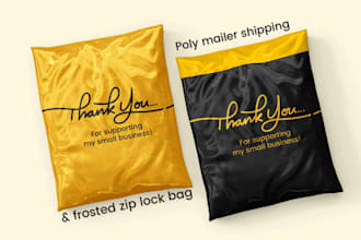design poly mailer, shipping, shopping, frosted zip lock bags