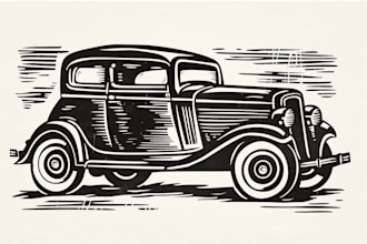draw vintage car portrait painting