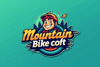 make eye catching mountain bike mascot logo with unlimited revision