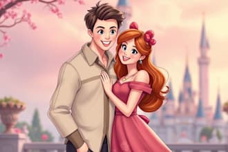 draw cartoon disney couple portrait